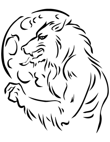 Werewolf And Moon Coloring Page